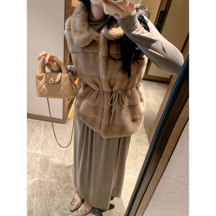 城南边儿1.4初雪草草~乖乖领马甲丹麦貂绒环保染尖色加厚皮草冬季