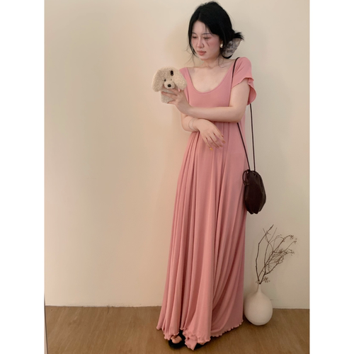 城南边儿6.27温柔弧线~飞飞袖长裙夏季法式优雅通勤瘦舒适连衣裙
