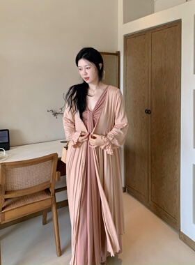 城南边儿9.13落日沙漠~系扣开衫连衣裙套组弹力细螺纹舒适棉