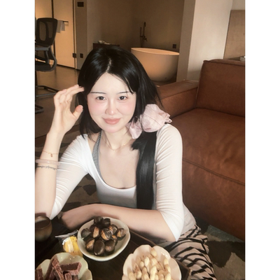 城南边儿3.7清冷白花系列打底组合~两个版型打底衫弹力棉女春夏款