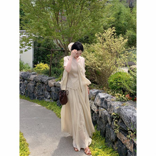 城南边儿7.6禅意套装\棉麻短袖宽松罩衫+半身裙清透软绵凉快夏季