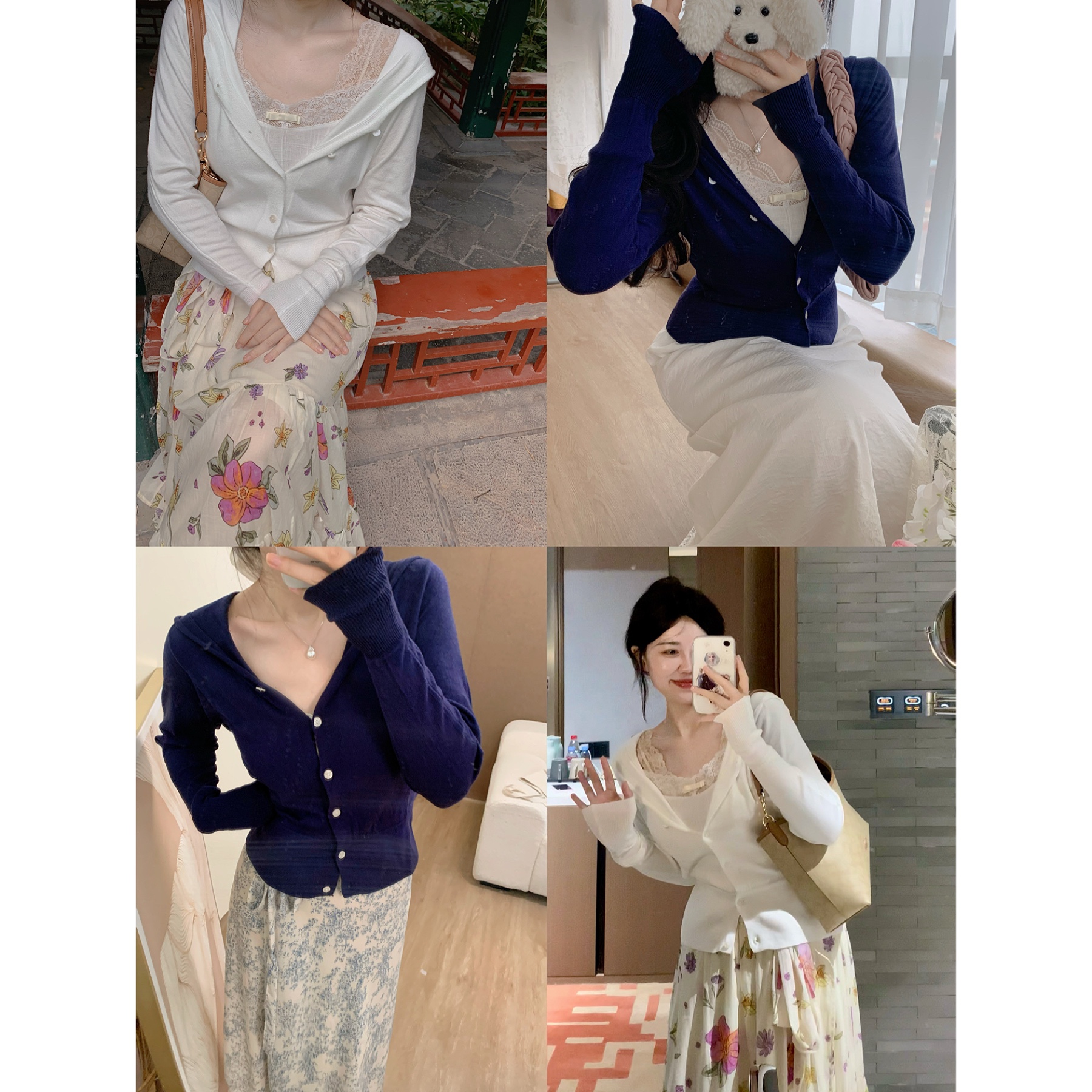 秋季姐姐针织上衣细兔绒纱系扣