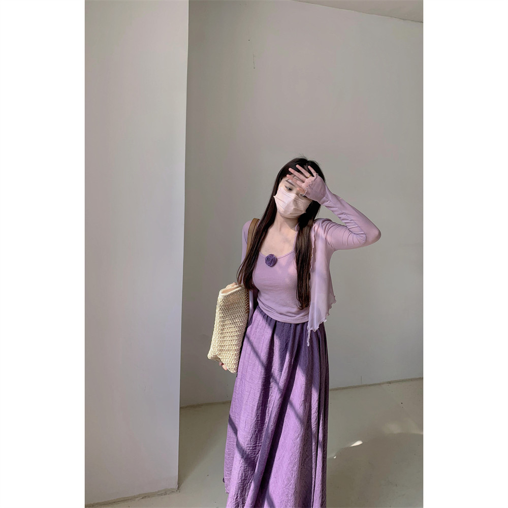 城南边儿4.27好看的紫\棉麻裙紫色+网纱开衫紫色+挂脖紫色背心,女装/女士精品,时尚套装,淘宝优惠券,粉丝福利购,淘宝优惠卷