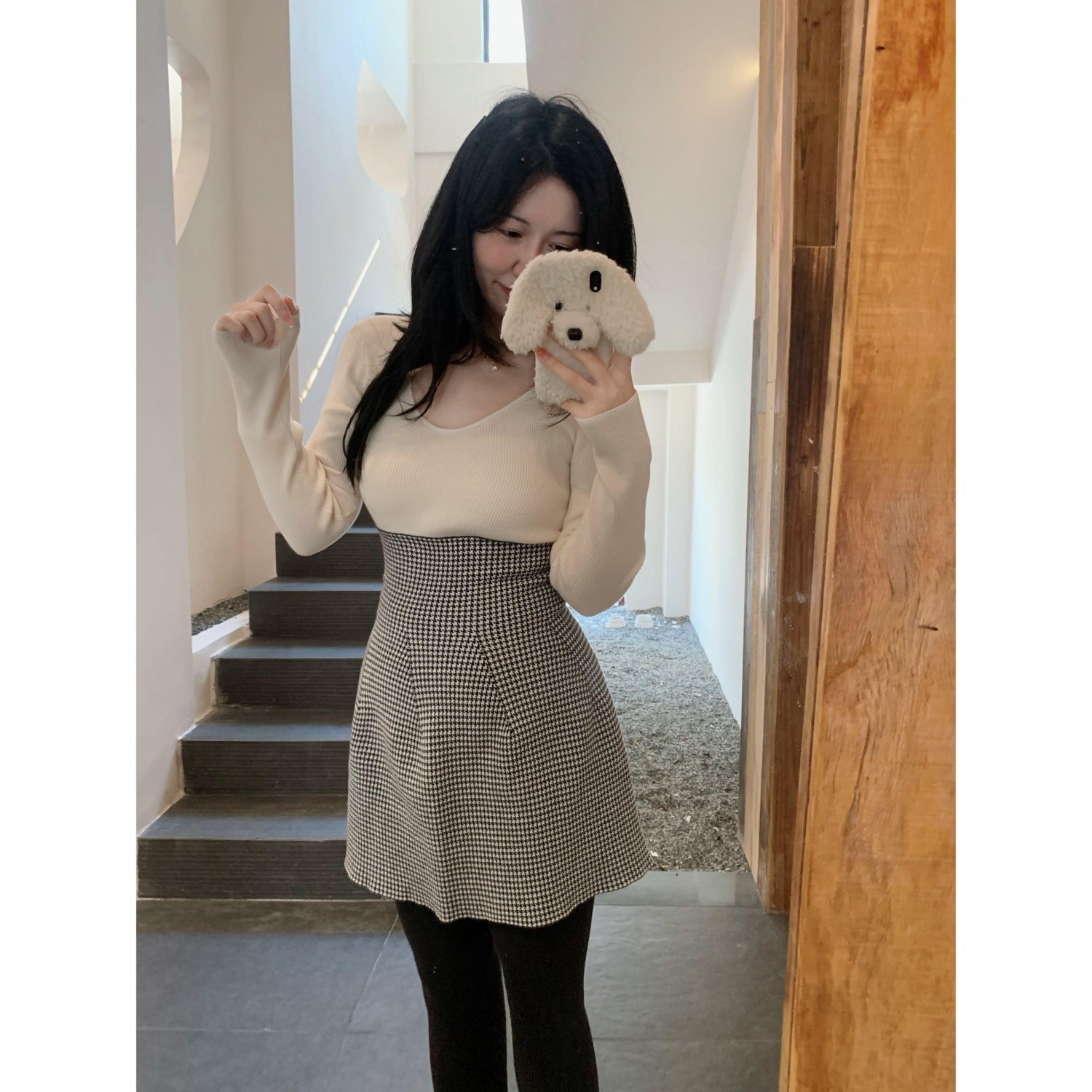 城南边儿针织上衣半身裙