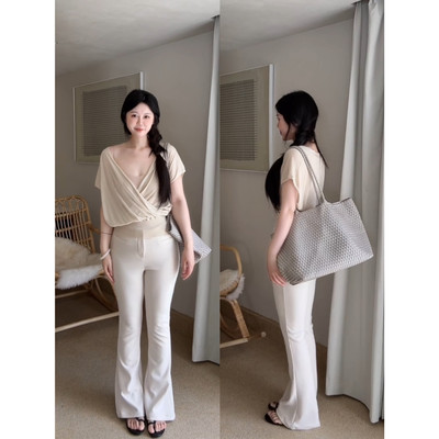 弹力西装微喇裤百搭高腰显瘦长裤