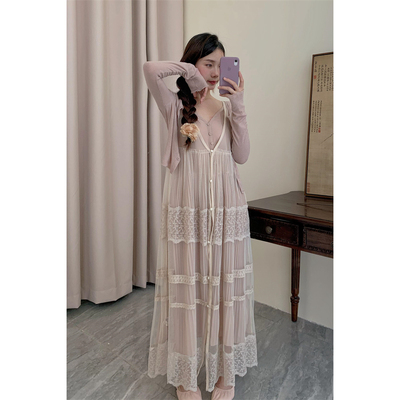 甜美套裙蕾丝拼接两件套