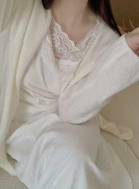 【11.9开119元3件】9.19温柔来信~中长款系扣外套马海毛毛衣白色