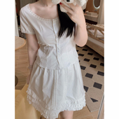 2.2直播间秒杀 短裙 款 纯棉花边蕾丝套组短袖