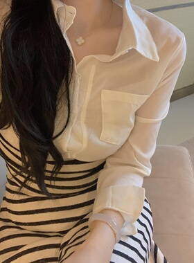 城南边儿9.13智性穿搭~修身白衬衫长袖上衣百搭基础衬衣