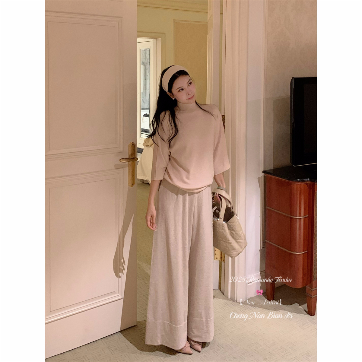 软糯针织裤极简秋冬阔腿裤