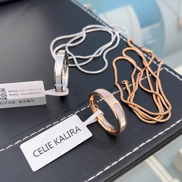 CELIE KALIRA白贝母高级感素圈情侣戒指简约小众轻奢男女指环礼物