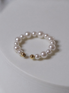 UNELGE女珍珠度假包金戒指