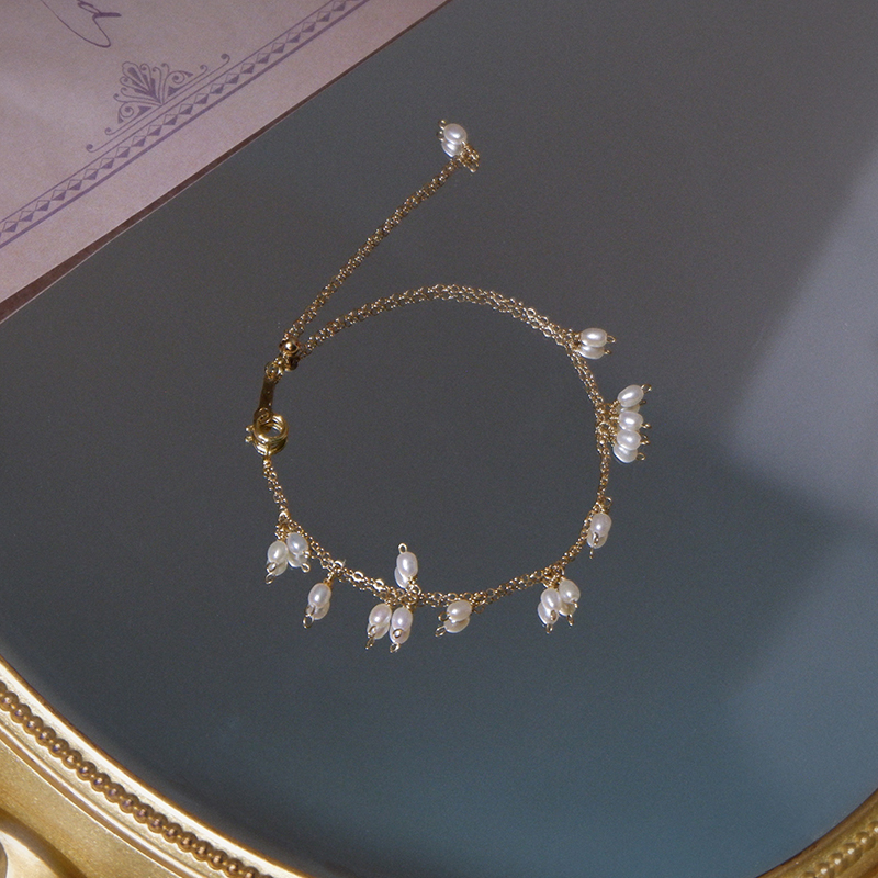 unelge原创设计珍珠手链包金