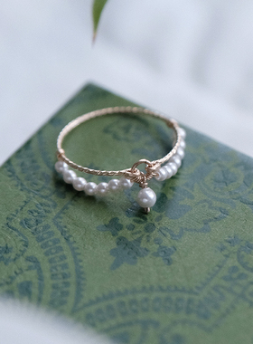 珍珠水滴戒指精致优雅施家珍珠