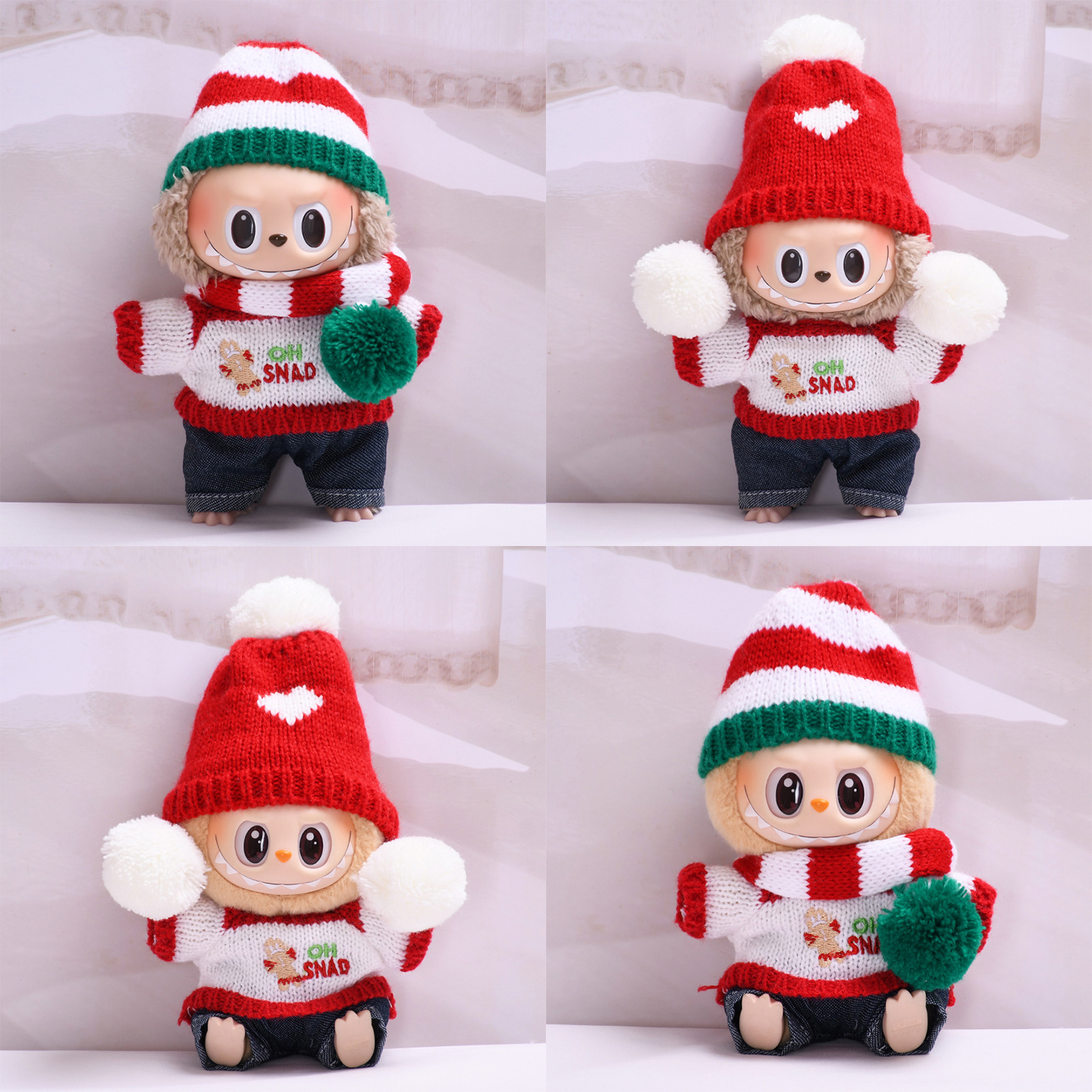 圣诞新年娃衣17cm坐坐派对labubu可乐一二三代挂件拉布布衣服围脖