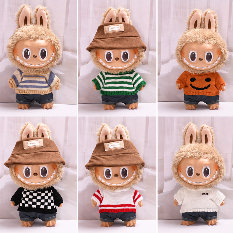 37cm拉布布labubu衣服time to chill搪胶娃娃LABUBU娃衣休闲换装