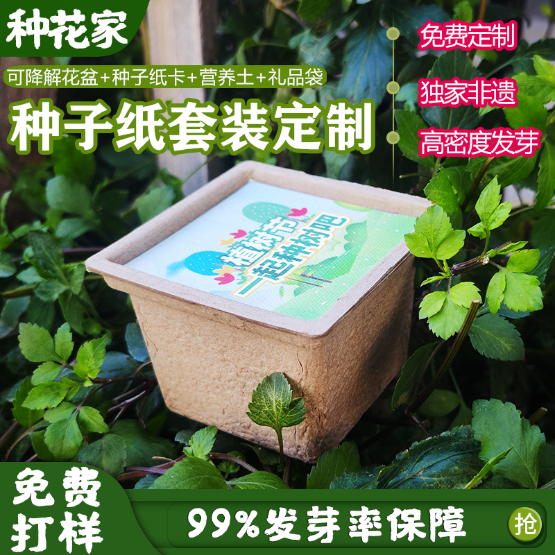 创意环保绿色种子纸卡片定制盆栽泥土礼盒套装可定制暖心小礼品
