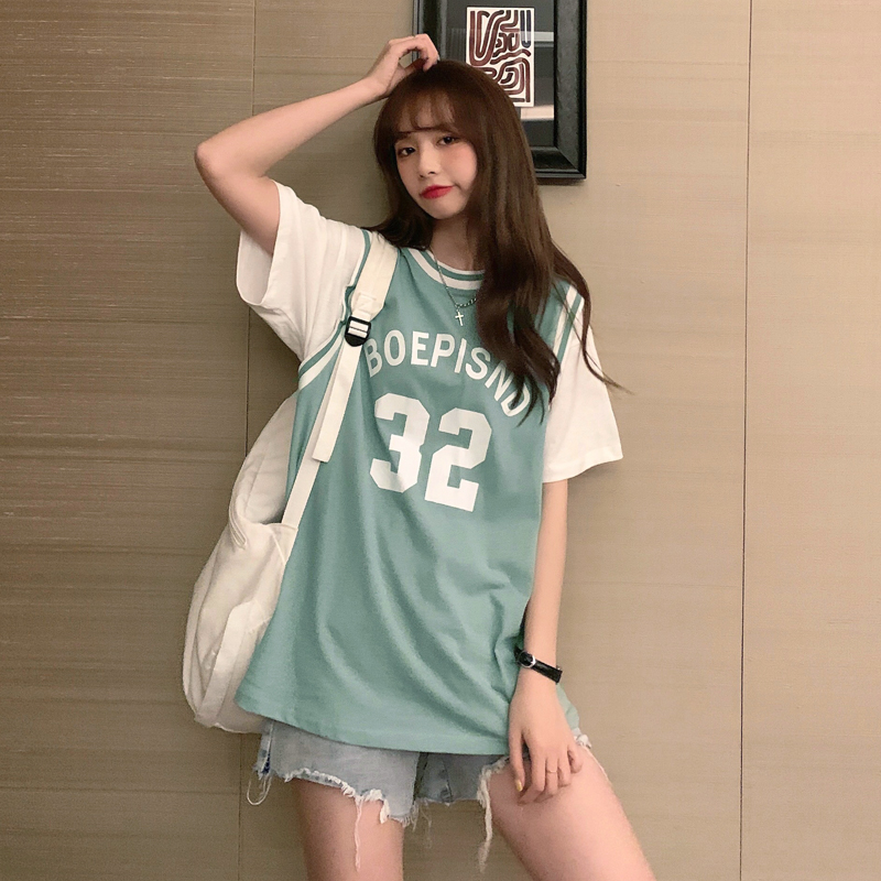 Real shot fake two basketball waistcoats disappear T-shirt short sleeve blouse