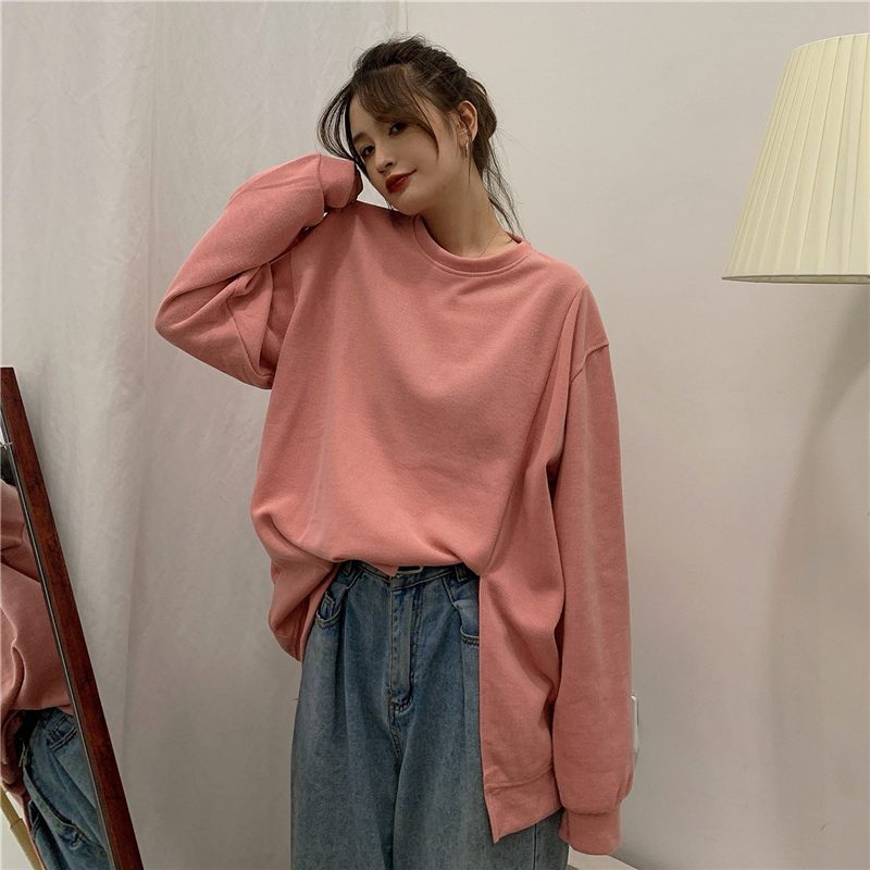 Real shot 2021 spring and autumn long split sweater women's design feeling lazy style