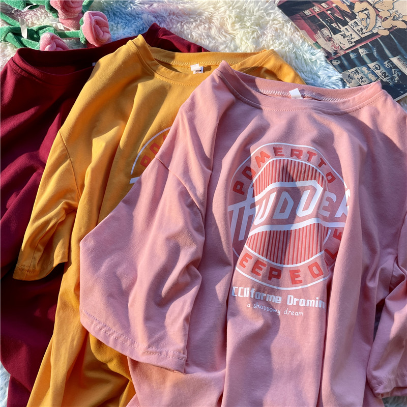 Real photo of 2021 summer new loose short sleeve T-shirt for women