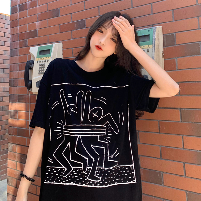 Black short sleeve T-shirt for women's new year