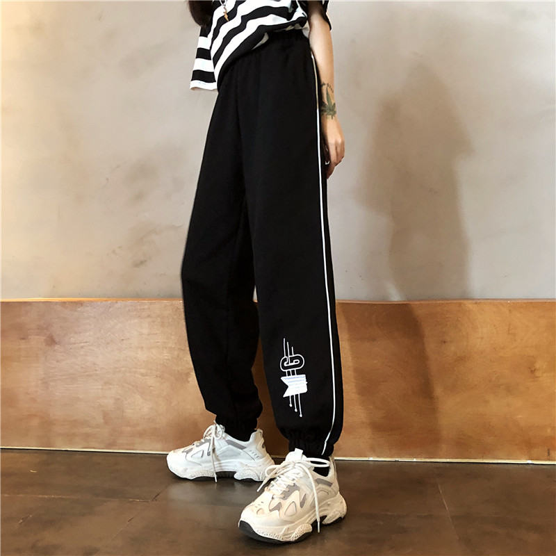 Real shot summer loose sports pants drawstring Leggings women's pants
