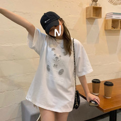 Real photo 2021 spring and summer white round neck short sleeve loose T-shirt new foreign style top