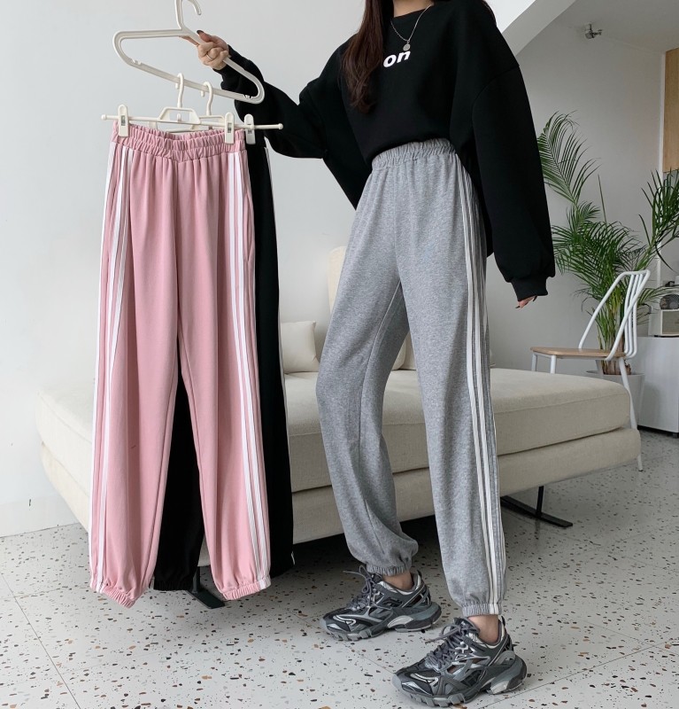 Real photo of 2021 spring and autumn women's sports pants, Harem Pants, legged casual pants
