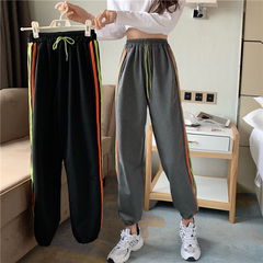 Real photo 2021 spring and autumn wide leg loose falling feeling corset casual pants