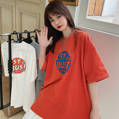 New Korean Short Sleeve T-Shirt printed with long cool letters