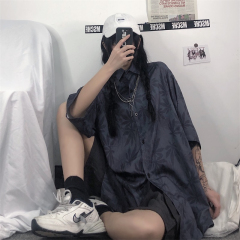 Real shot of summer clothes with dark black collar and short sleeve shirt