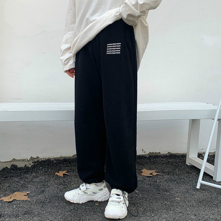 Real photo 2021 summer Harajuku style printed pants women's BF loose sports pants versatile wide leg pants