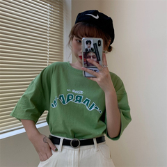 實拍夏裝新品圓領印花短袖恤