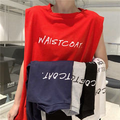 Real shot 2021 net red loose BF wind long sleeveless T-shirt women's jacket