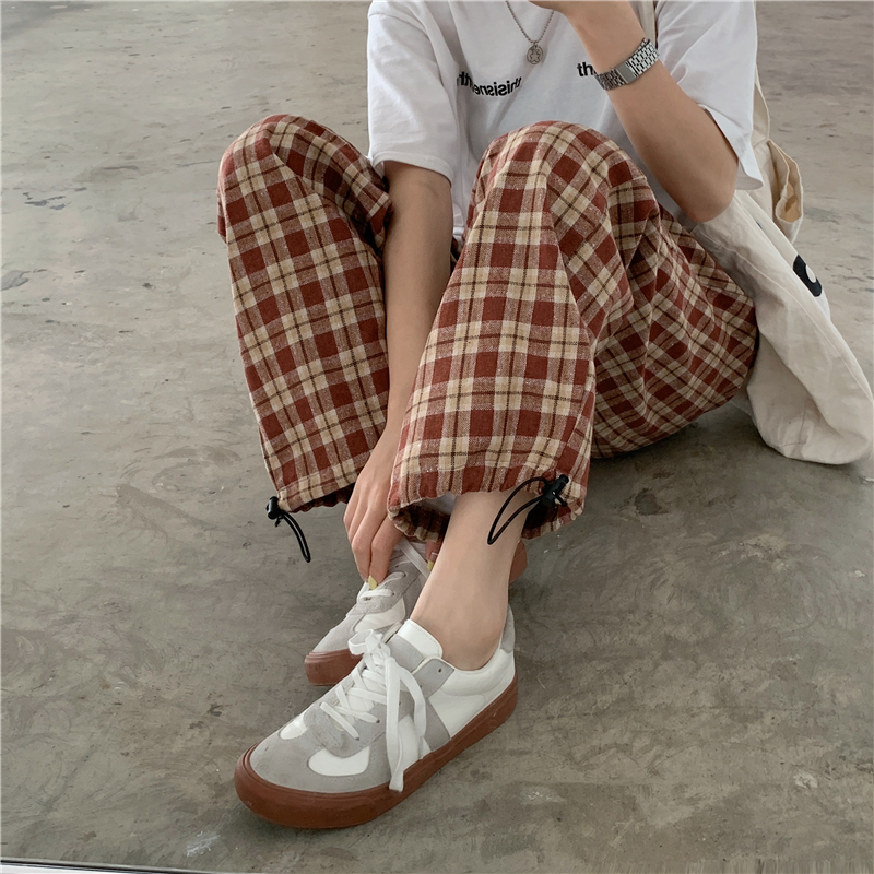 Real photo of summer casual plaid pants