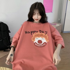 實拍夏裝小丑是我字母印花短袖上衣女