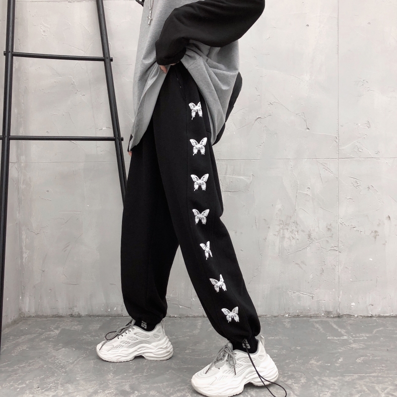 Real photo of 2021 spring and autumn sports pants legged high waist Harem Pants casual pants female