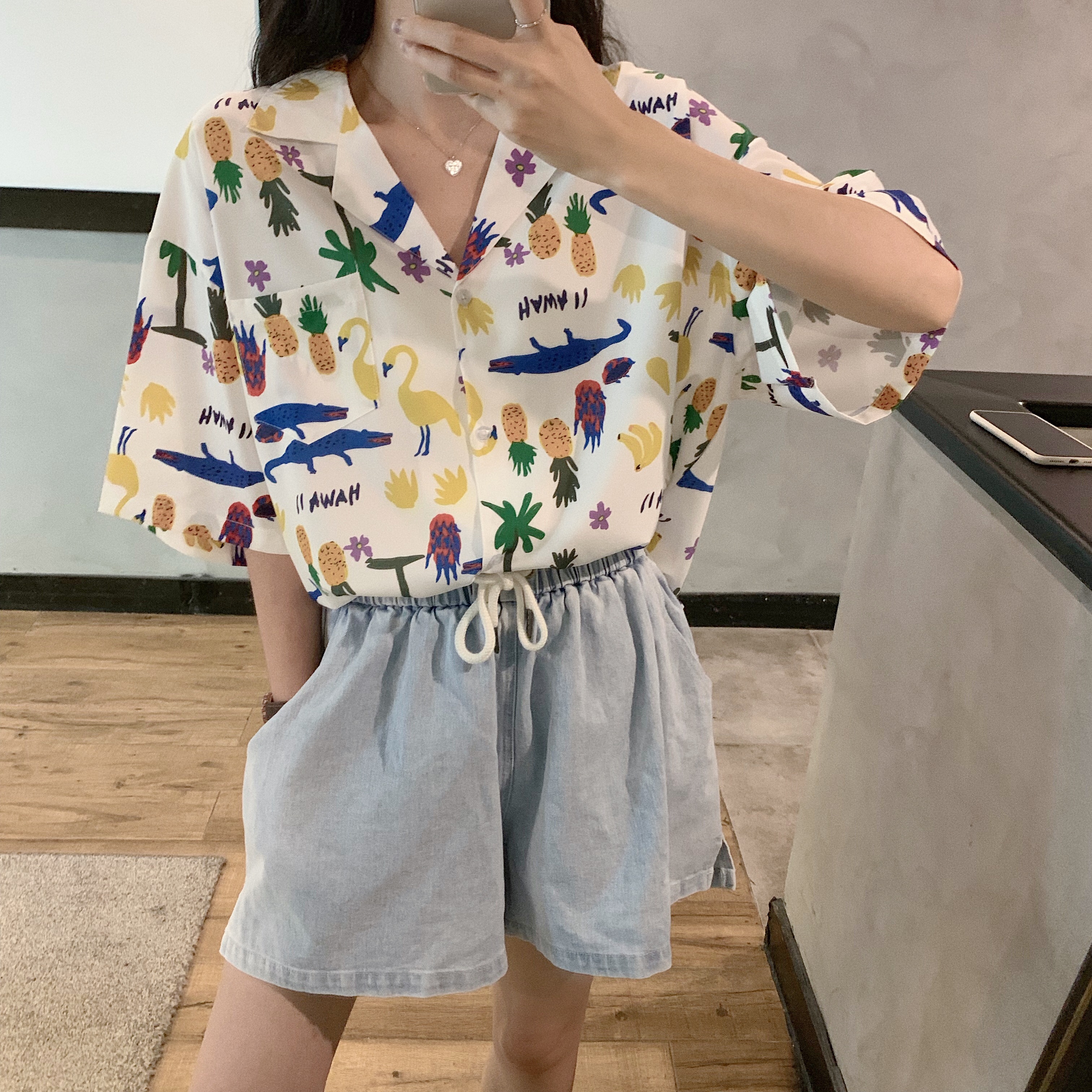 實拍夏裝新品短袖襯衫女