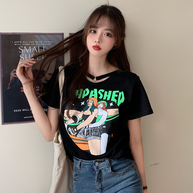 Short sleeve T-shirt women's printing