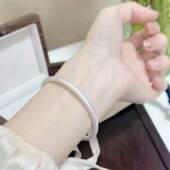 足银999实心纯银镯子古法传承素圈手镯哑光时尚 闭口手环女年轻款