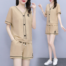 批发运动套装<b class='q'>女</b>夏季薄2026新款时尚洋气冰丝短袖短裤夏天休闲服两件套