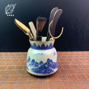茶道六君子功夫茶具配件大全轻奢泡茶收纳茶刀茶夹刷用品茶桌摆件
