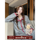 JoyceBra 韩系慵懒风撞色格子睡衣女秋冬法兰绒可外穿家居服套装