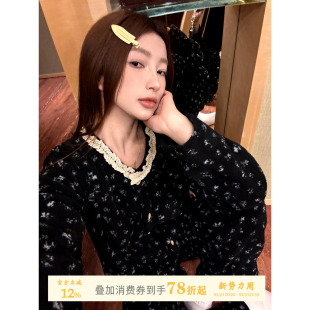 蕾丝花边开衫 女2025冬季 可外穿家居服 碎花圆领睡衣套装 JoyceBra