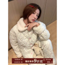 家居服套装 JoyceBra冬季 碎花兔子夹棉加绒加厚睡衣女保暖棉袄棉裤