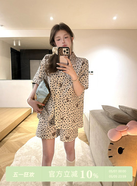 JoyceBra  豹纹印花纯棉睡衣女夏季2026新款短袖可外穿家居服套装