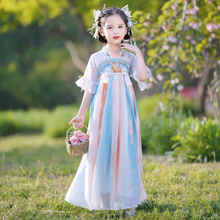 中国风服超仙公主服襦裙儿童古装 唐装 新款 汉服女童2023夏季 连衣裙