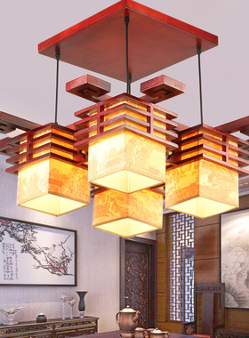 中式吊灯复古式别墅灯客厅灯餐厅灯包厢茶楼吊灯酒店大厅实木灯具