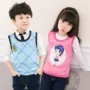 Cô gái ấm áp và nhung nhung mùa đông cơ sở dày bé trai 3-12 tuổi Cô gái trẻ em áo vest cotton - Áo ghi lê áo khoác trẻ em nam 12 tuổi