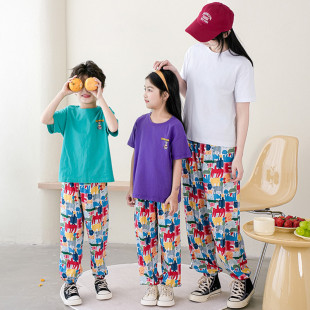 儿童防蚊裤夏季棉绸薄款男童冰丝女童人造棉灯笼裤子宝宝睡裤纯棉